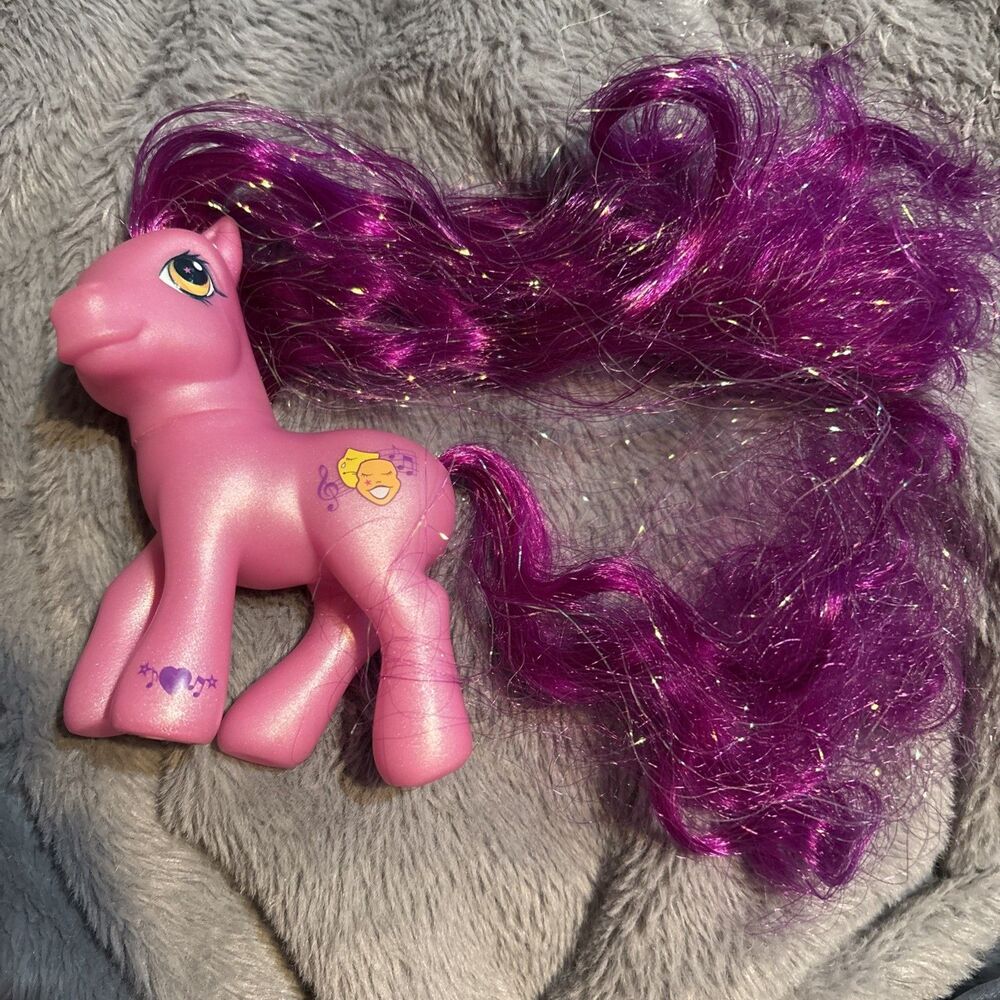 My Little Pony G3 Pinkie Pie Pink Figure Purple Tinsel Hair Theater Masks Music